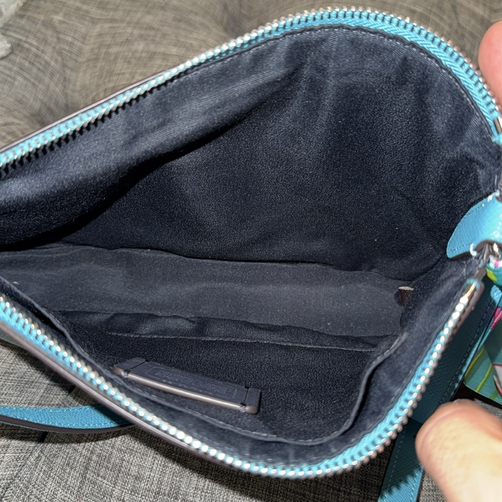 Coach Bag Teal Blue Leather Crossbody Bag with Silver Accents Hardware - Picture 14 of 17